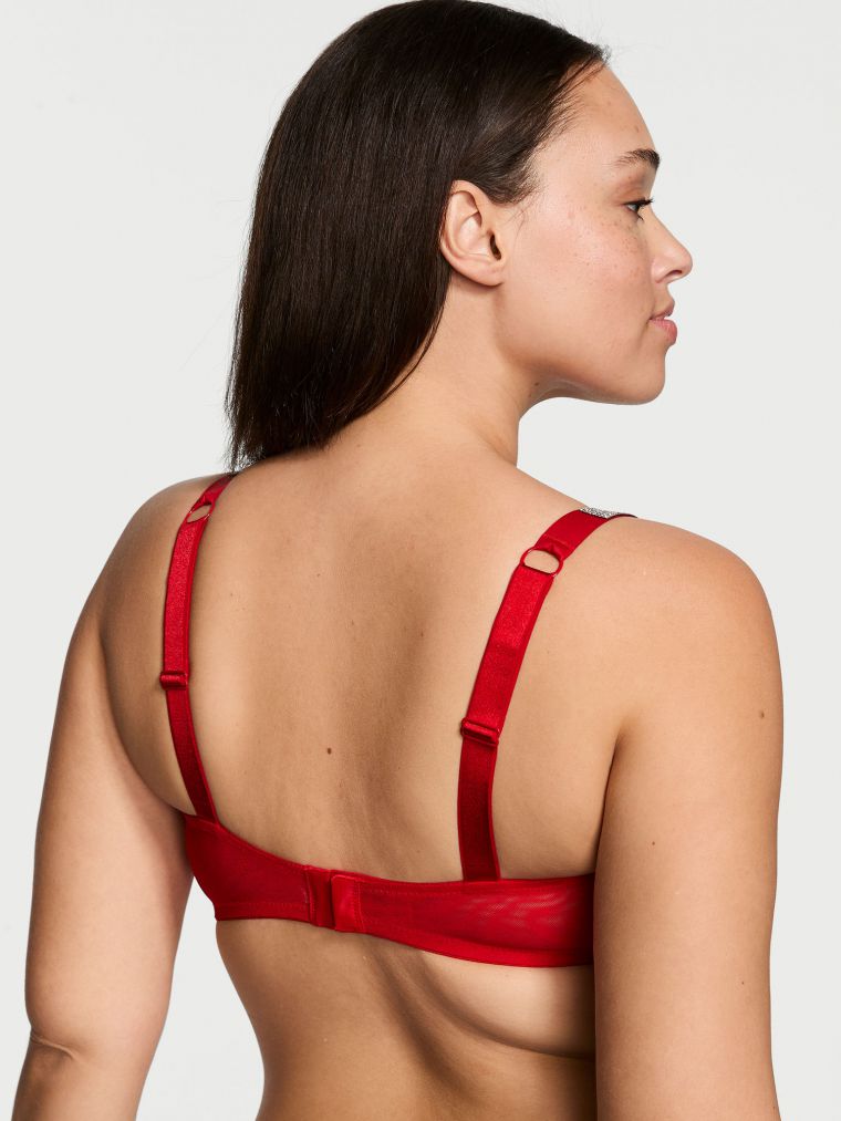 חזיית דמי קאפ מתחרה ללא ריפוד עם רצועות מנצנצות