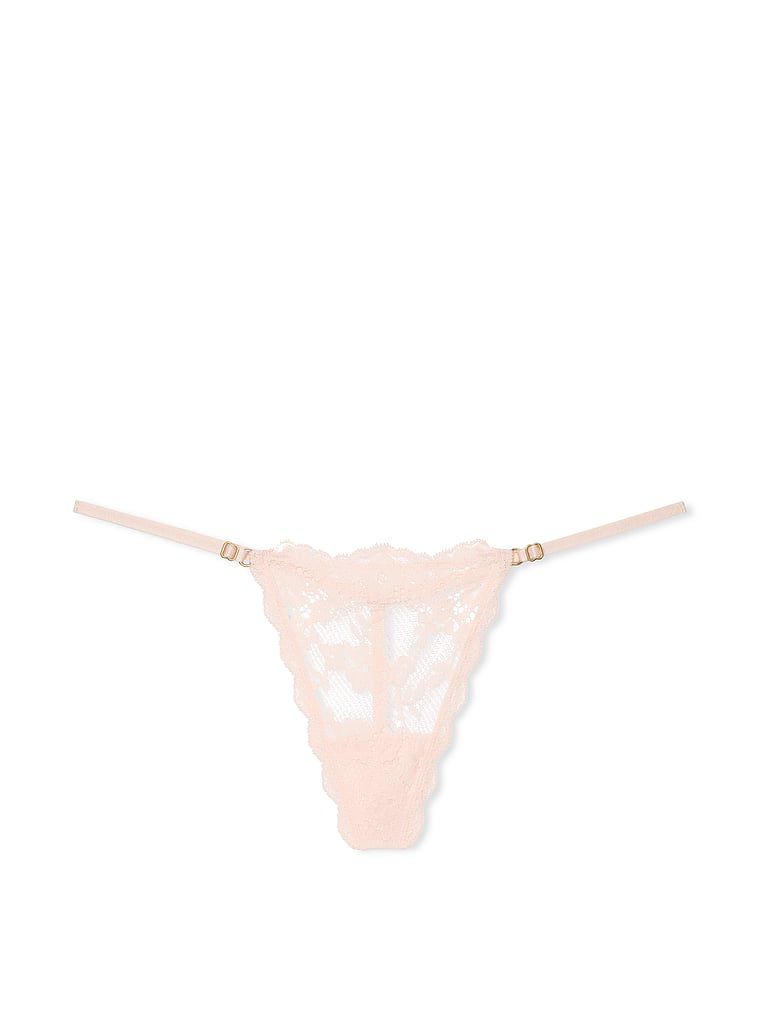 תחתוני V-String תחרה עם רצועות מותניים מתכווננות