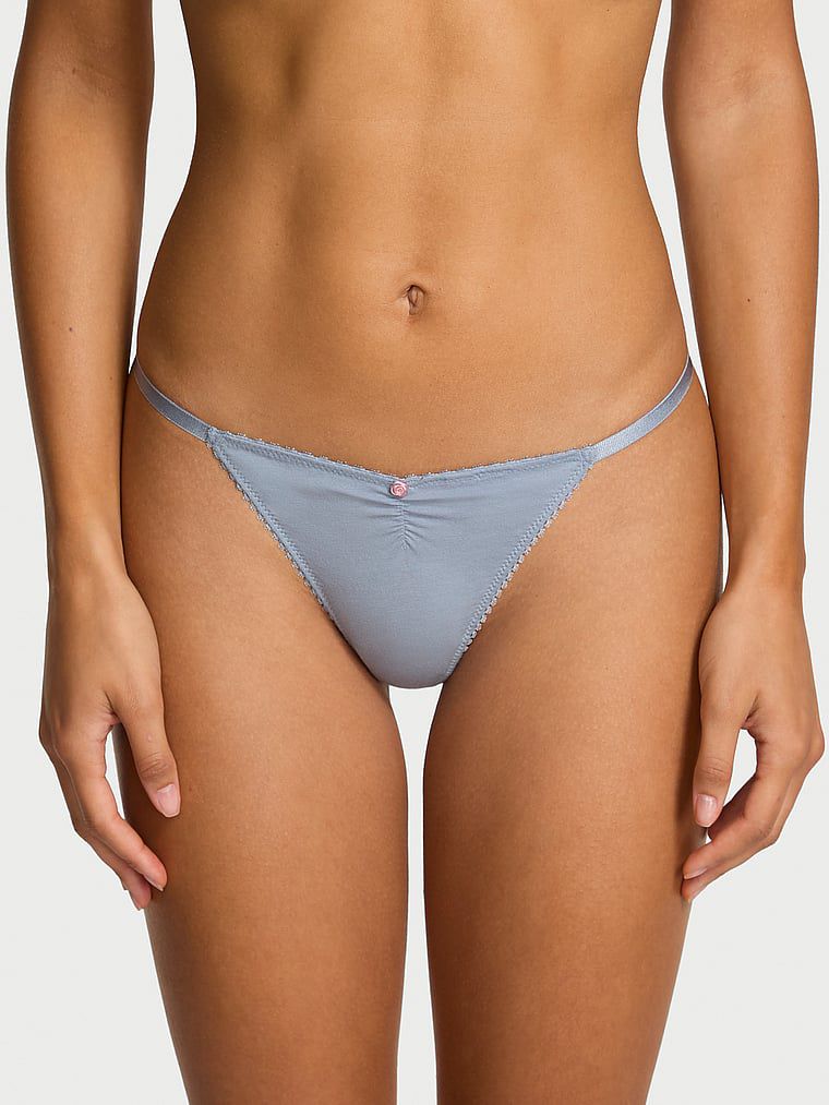 תחתוני חוטיני  V-String בשילוב כותנה ותחרה