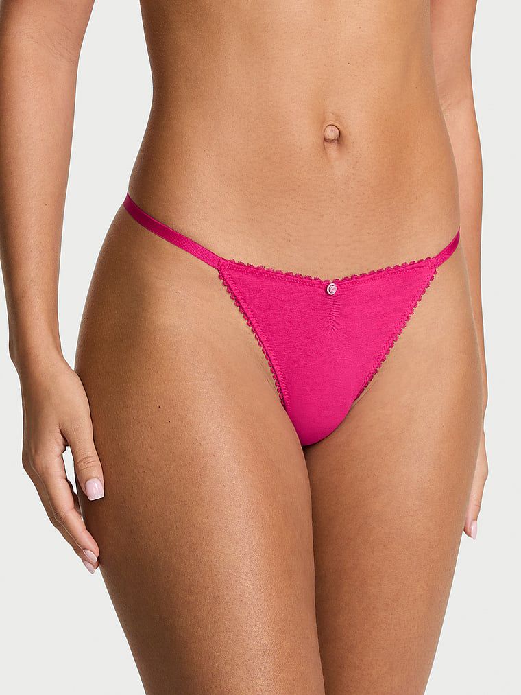 תחתוני חוטיני  V-String בשילוב כותנה ותחרה