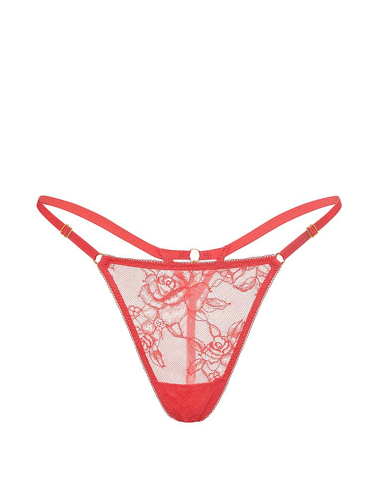 תחתוני V-String תחרה פרחונית