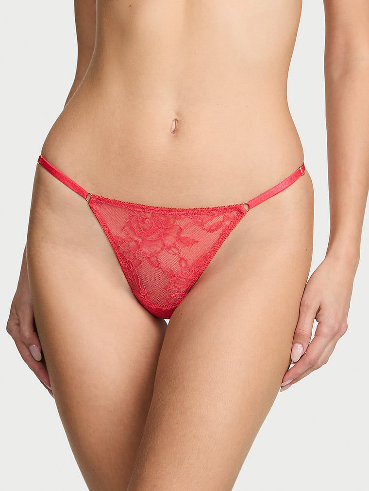 תחתוני V-String תחרה פרחונית