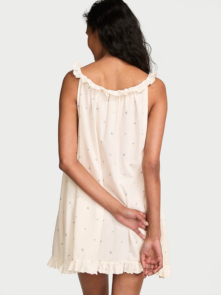 כותונת קצרה עם סיומת תחרה Cotton Dream