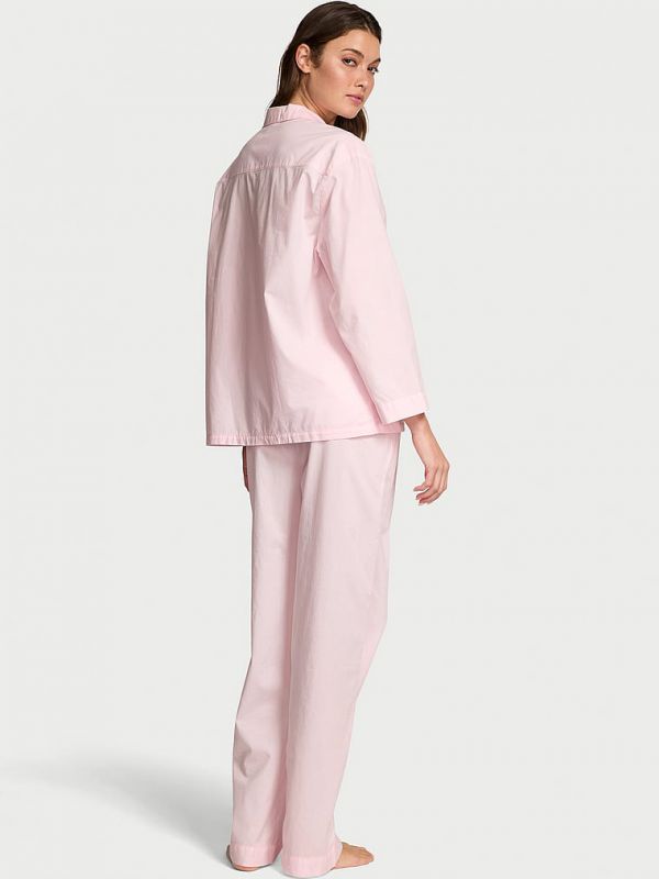 סט פיג’מה אוברסייז ארוכה בשילוב כותנה