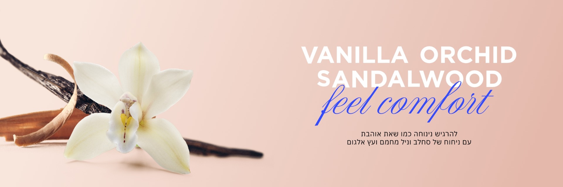 vanilla orchid sandalwood feel comfort להרגיש נינוחה כמו שאת אוהבת עם ניחוח של סחלב וניל מחמם ועץ אלגום