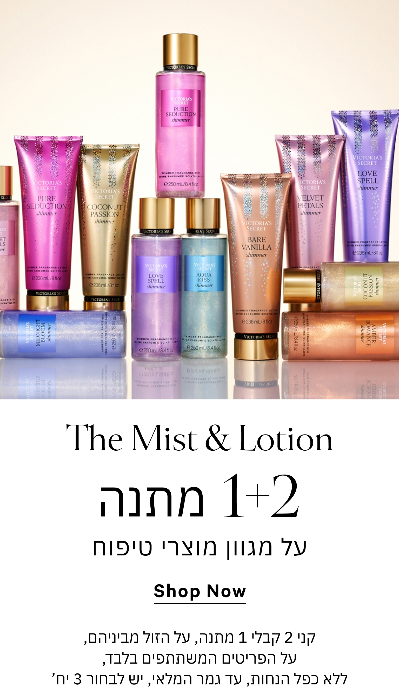 קני 2 קבלי 1 מתנה על כל מוצרי הטיפוח